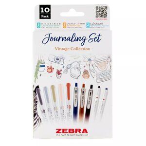 ZEBRA Vintage Journaling Colorful Marker Set 10 pk NEW
